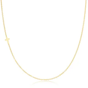 14K GOLD ASYMMETRICAL CHARM NECKLACE - Cross