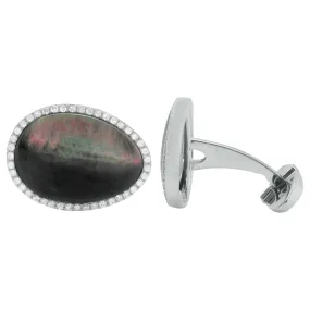 14K GOLD DIAMOND BLACK MOTHER OF PEARL JAY CUFFLINKS