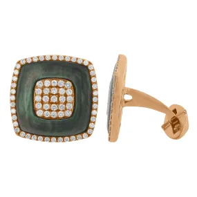 14K GOLD DIAMOND BLACK MOTHER OF PEARL SOLOMON CUFFLINKS