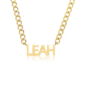 14K GOLD PERSONALIZED SIMPLE BLOCK NECKLACE