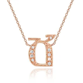 14K Rose Gold Armenian Initial Diamond Necklace