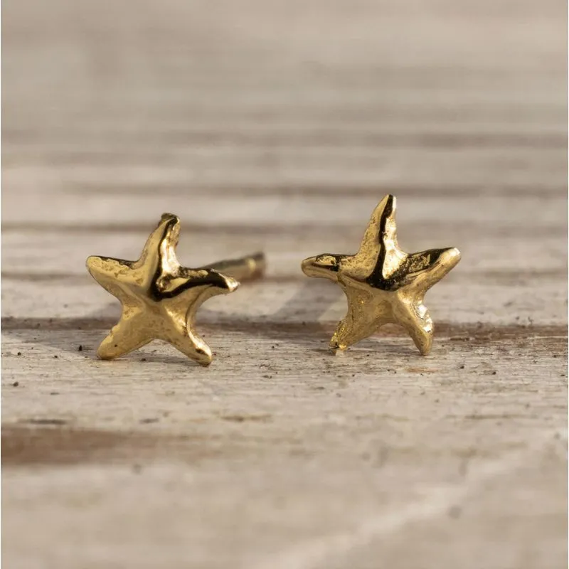 14K Yellow Gold Starfish Stud Earrings