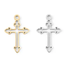 18K Gold PVD Stainless Steel Cross Charm / PDL0033