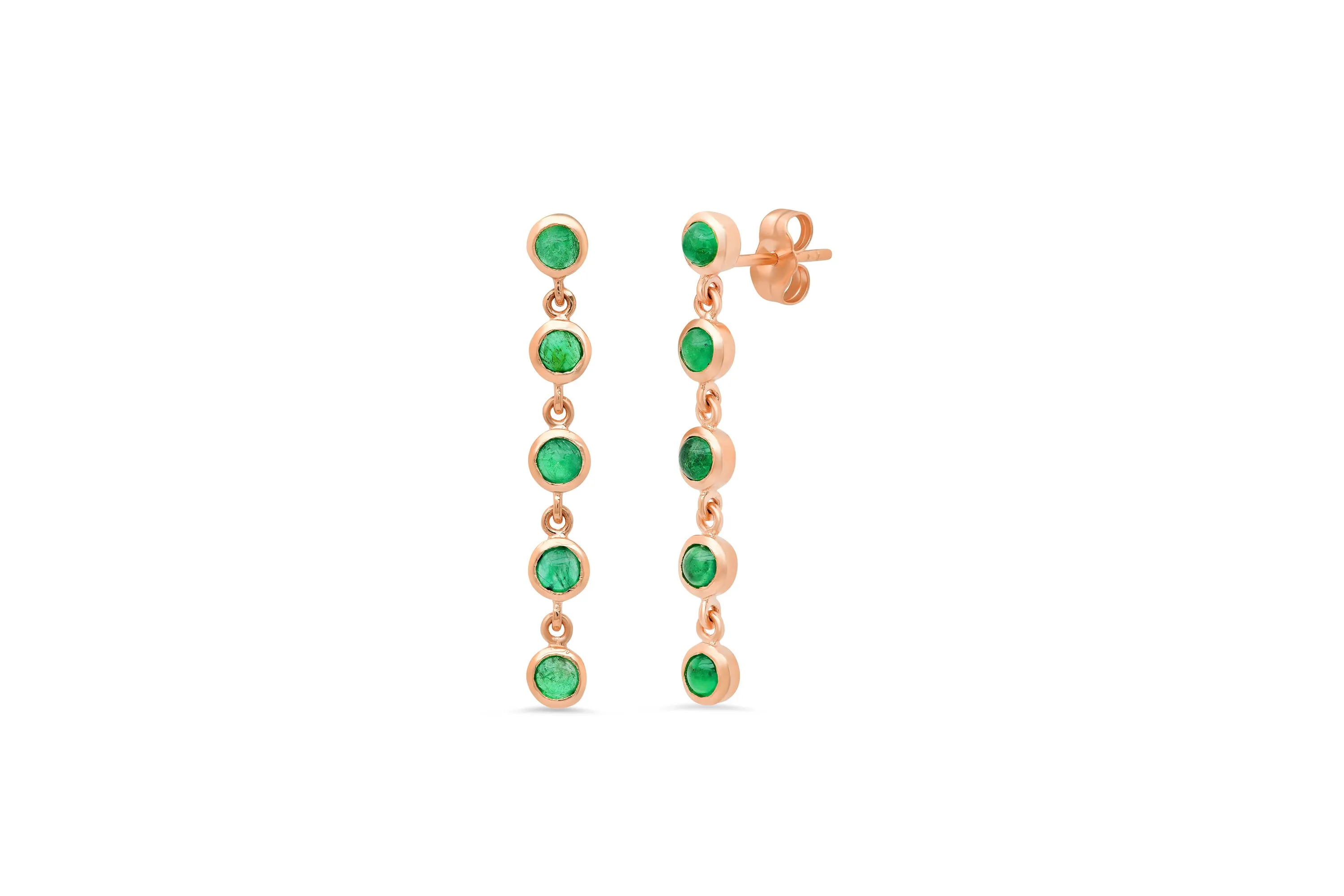 5 Emerald Bezel Drop Earrings