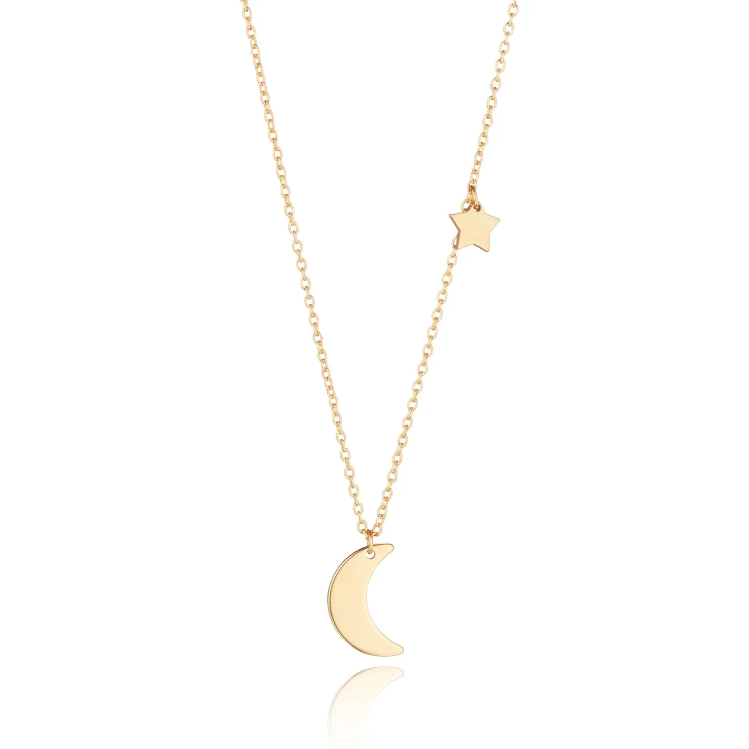 9kt Gold Moon & Star Pendant Necklace