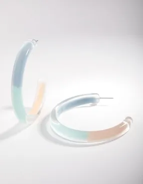 Acrylic 3-Tone Hoop Earrings