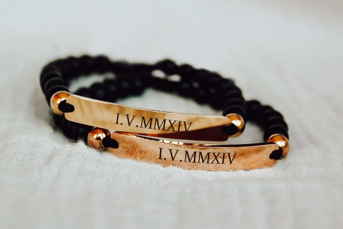 Adjustable Distance Bracelets with Custom Engraving