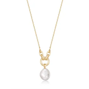 Ania Haie Gold Pearl Sparkle Pendant Necklace