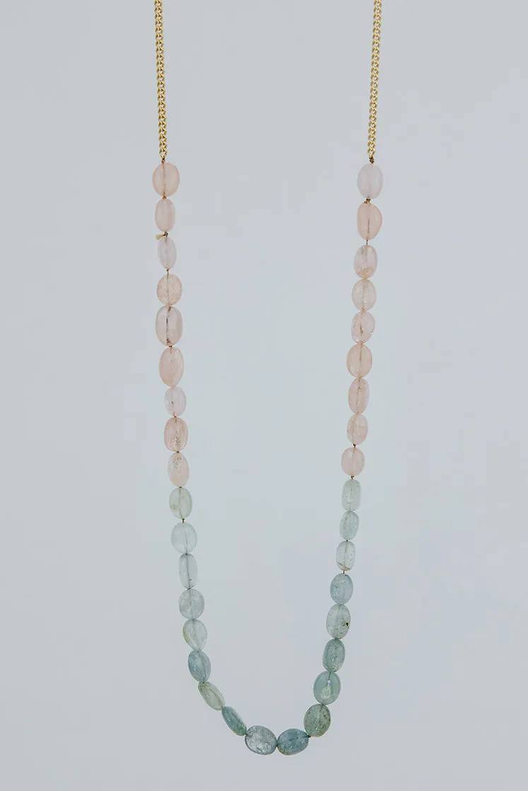 Aquamarine Beaded Necklace - Pink   Teal