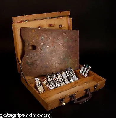 ARTISTS PAINT BOX w/ Pallet and Paints Vintage!