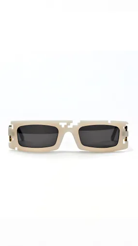 Ashluxe Pixel Cut Chalk Cream Sunglasses