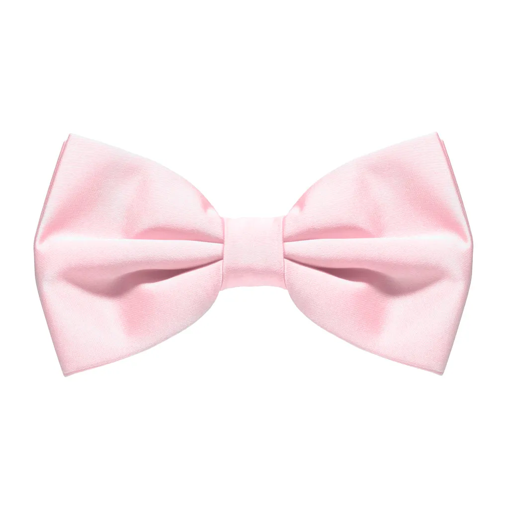 Baby Pink Satin Pre-Tied Bow Tie