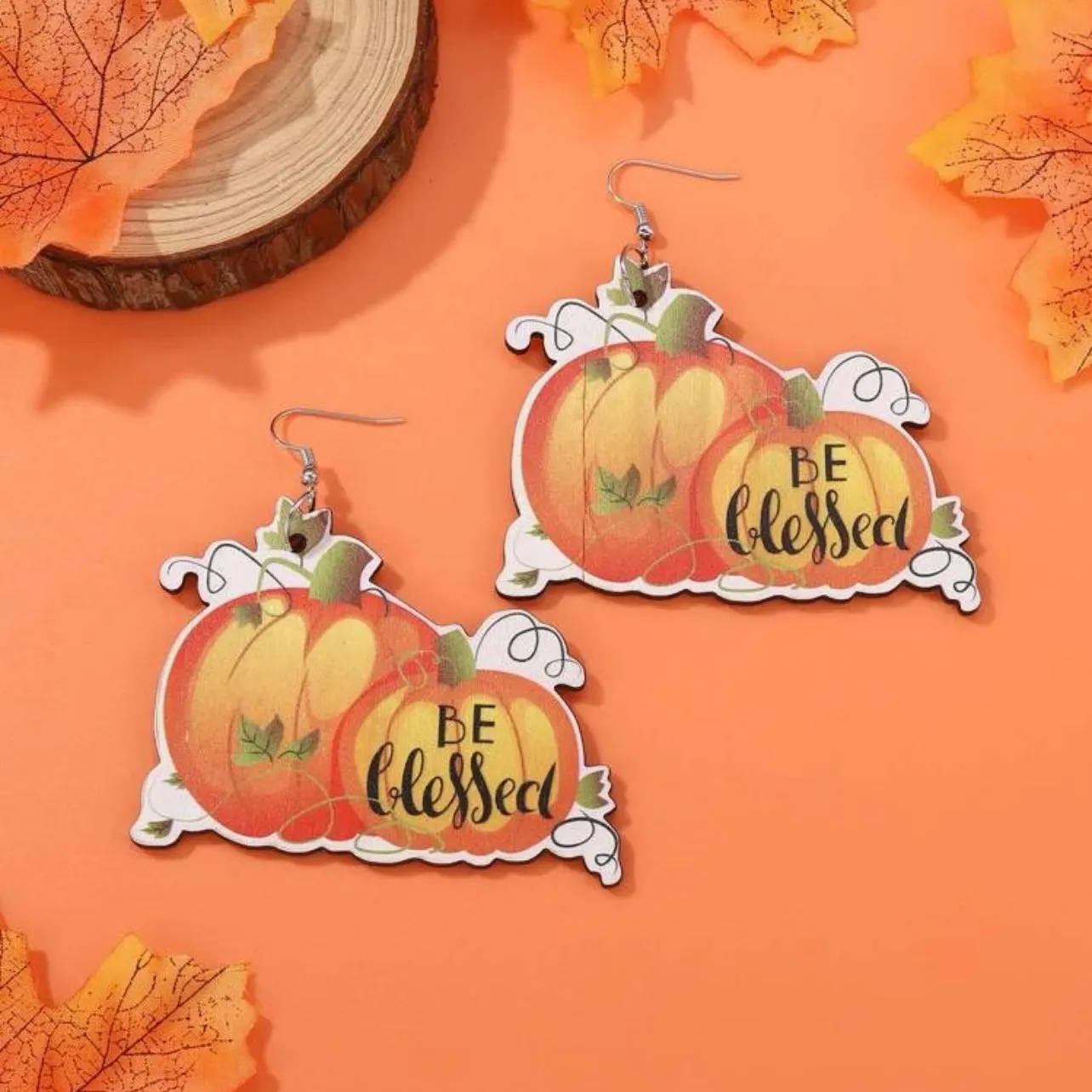 Be Blessed Earrings - Thanksgiving Earrings, Thanksgiving Accessories, Turkey Trot, Autumn Earrings