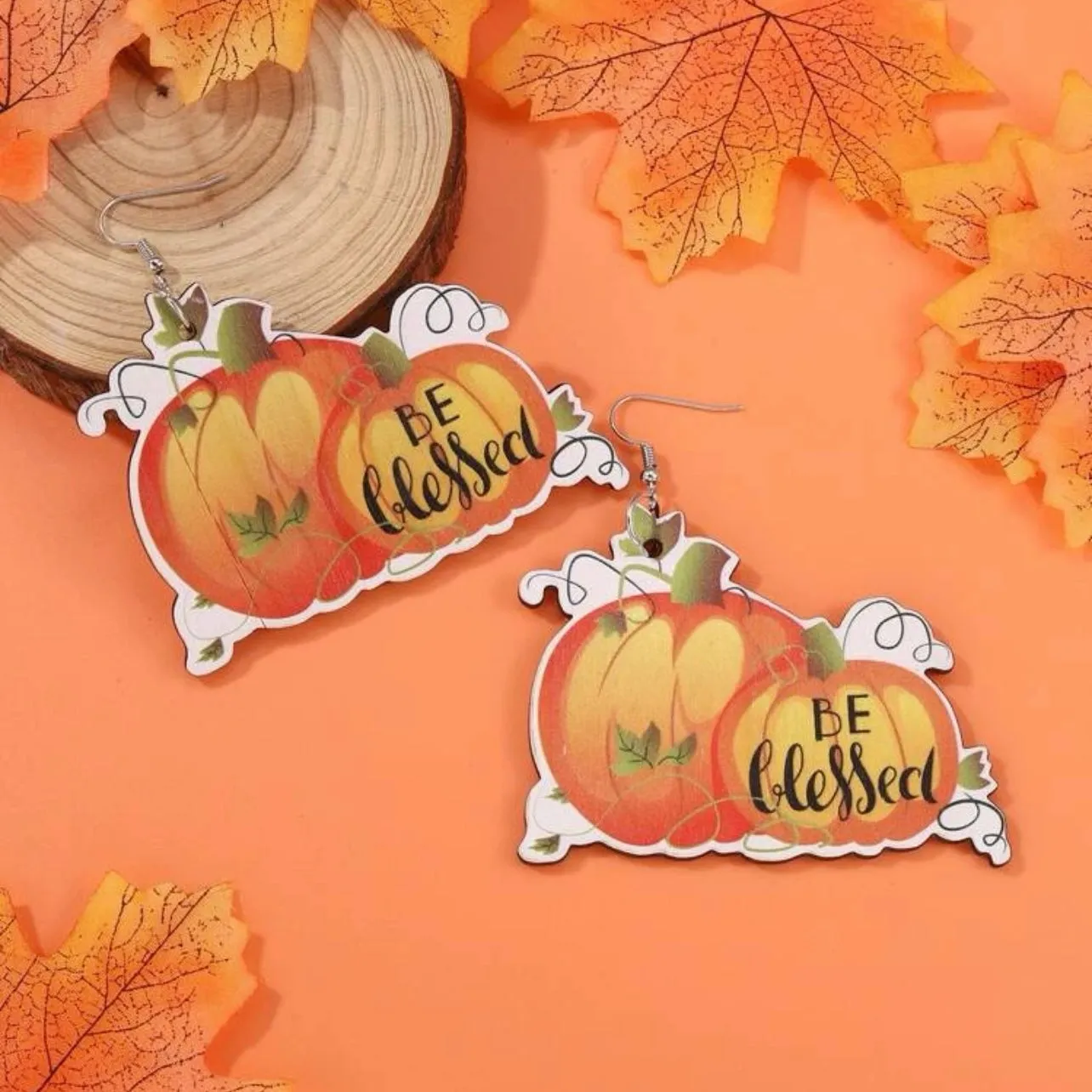 Be Blessed Earrings - Thanksgiving Earrings, Thanksgiving Accessories, Turkey Trot, Autumn Earrings