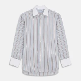 Beige Multi Stripe Cotton Regular Fit Penrose Shirt