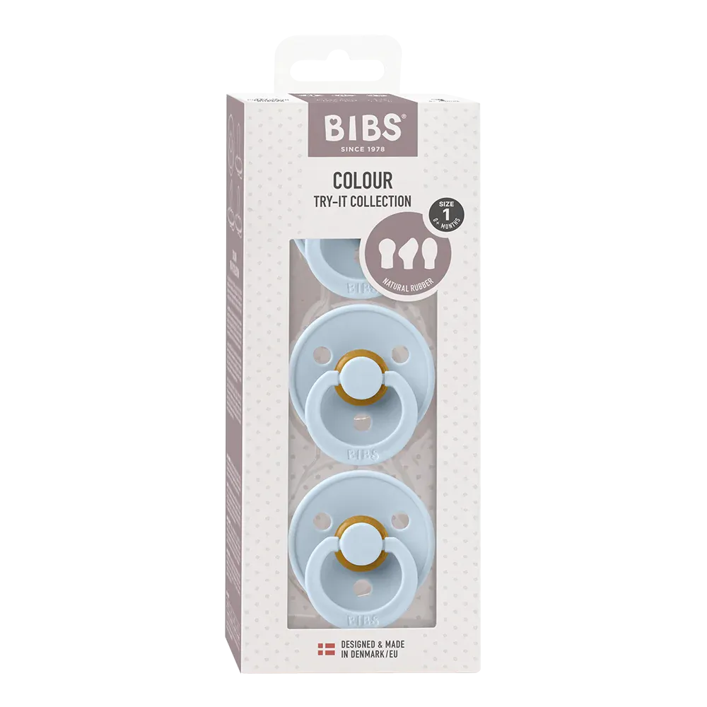 BIBS Dummies - Try-It Colour 3Pk  Baby Blue