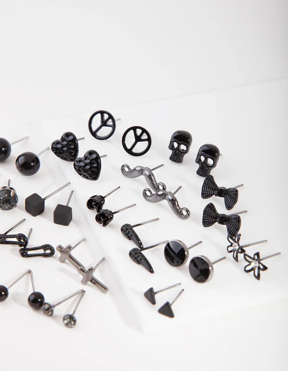 Black Mismatch Bowtie Earring 20 Pack