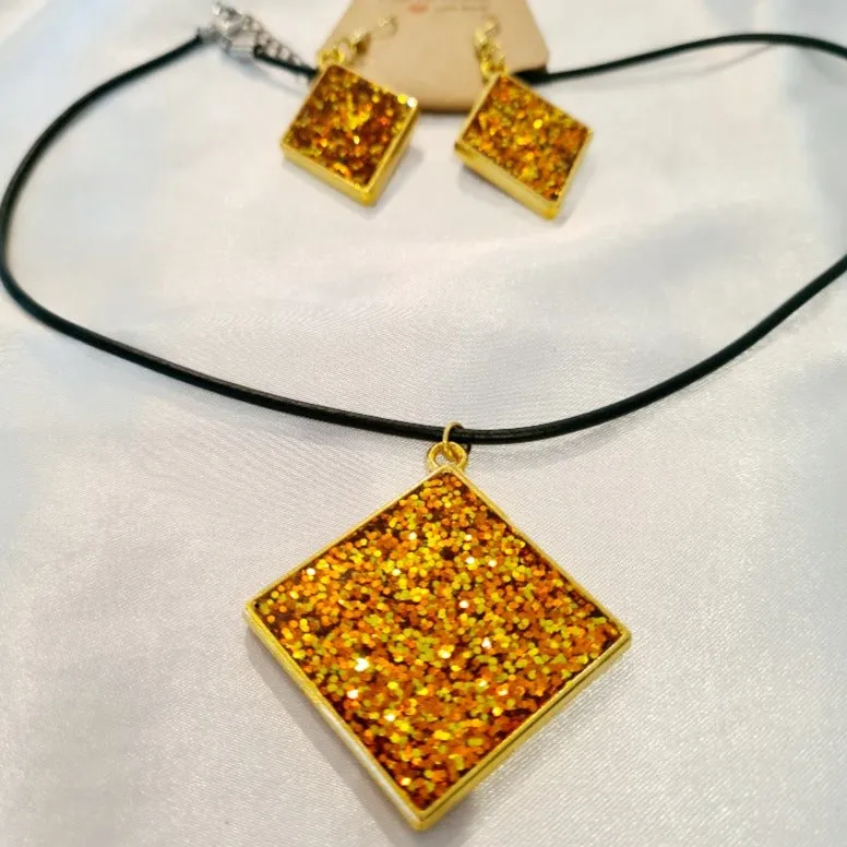 Bling Resin Handcrafted Necklace & Earring Set