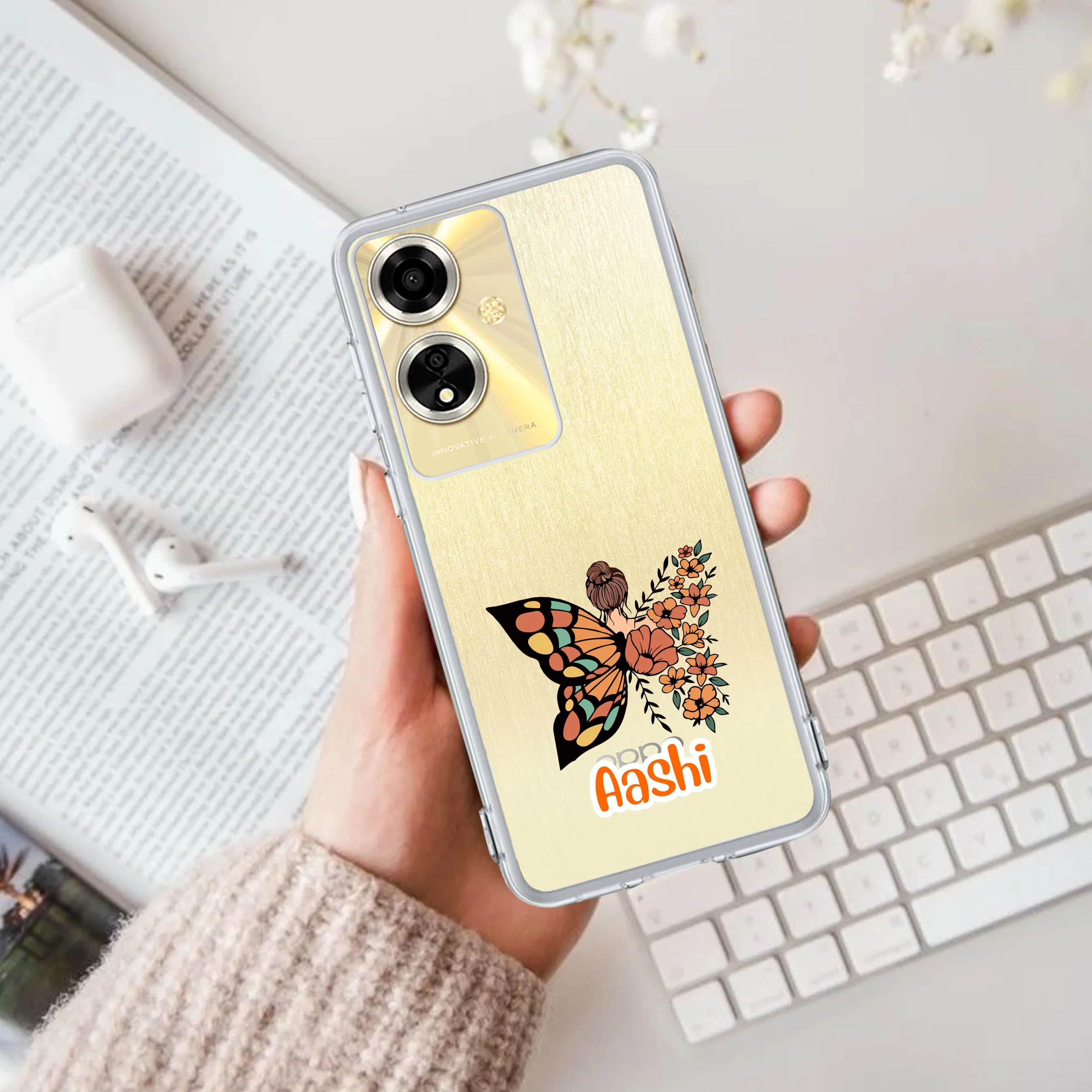 Butterfly  Customize Transparent Silicon Case For Oppo