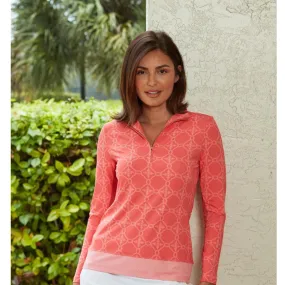 Cabana Life Wicking Performance Rash Guard Zip Top 594-CG23 - Coral Gables Coral