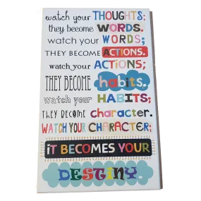 C&F Wooden Watch Your Thoughts Quote Plaque