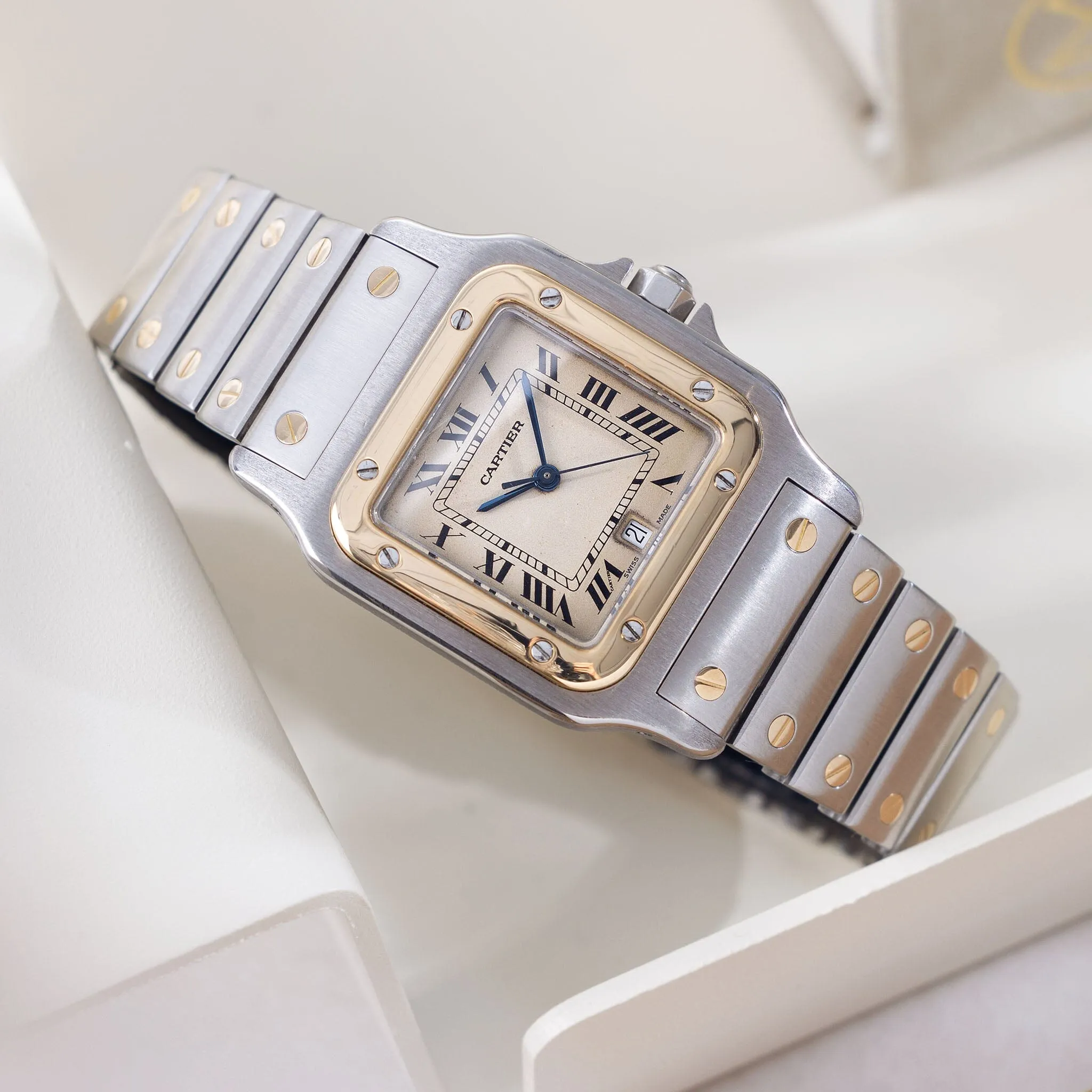 Cartier Santos Galbee Steel and Gold Quartz Ref 187901