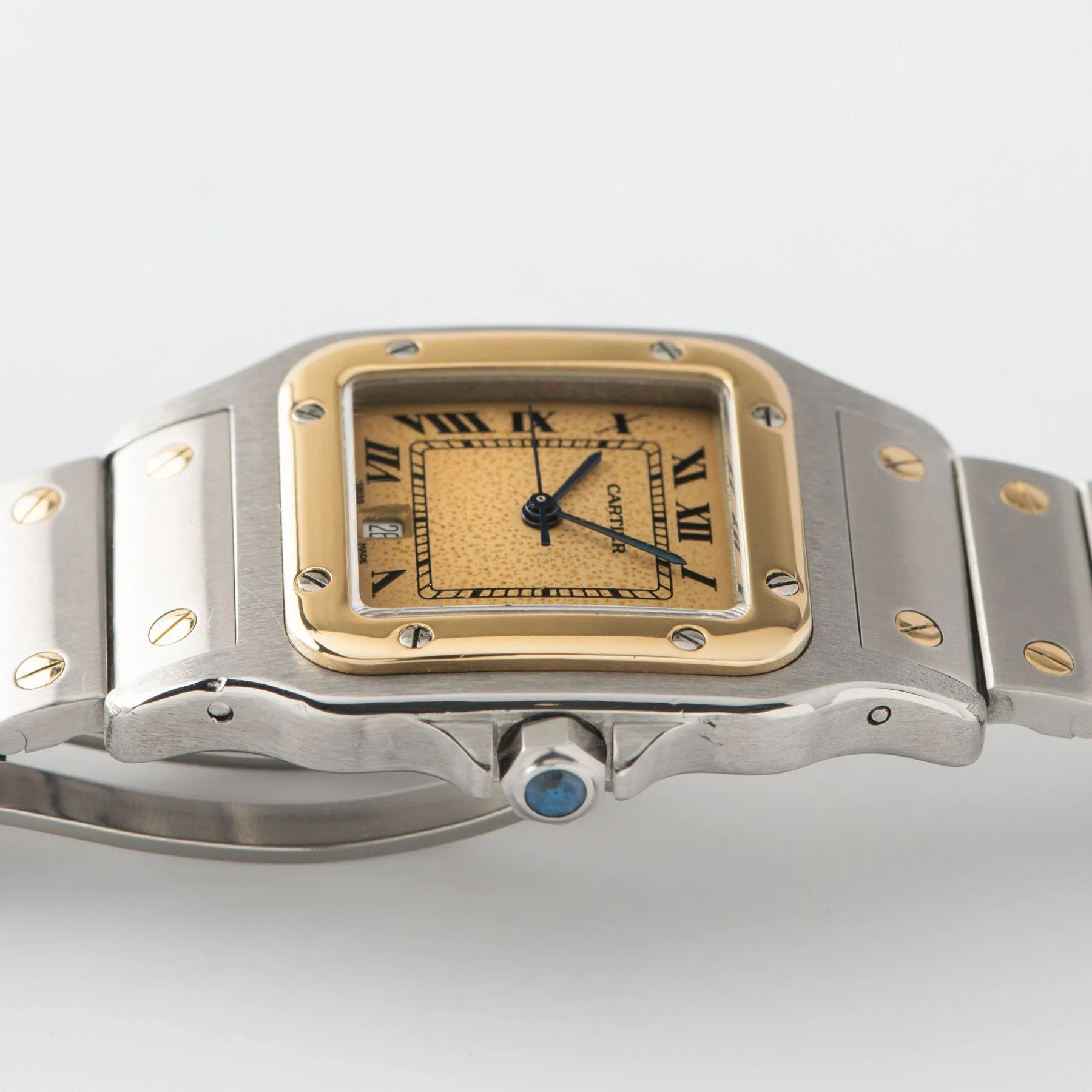 Cartier Santos Steel and Gold Stingray Dial Ref 187901