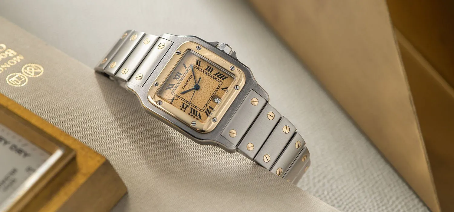 Cartier Santos Steel and Gold Stingray Dial Ref 187901