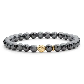 Caviar Icon Hematite Gold Station Bead Bracelet