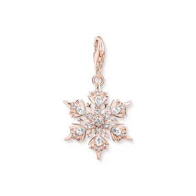 Charm Pendant Snowflake with white stones rose gold