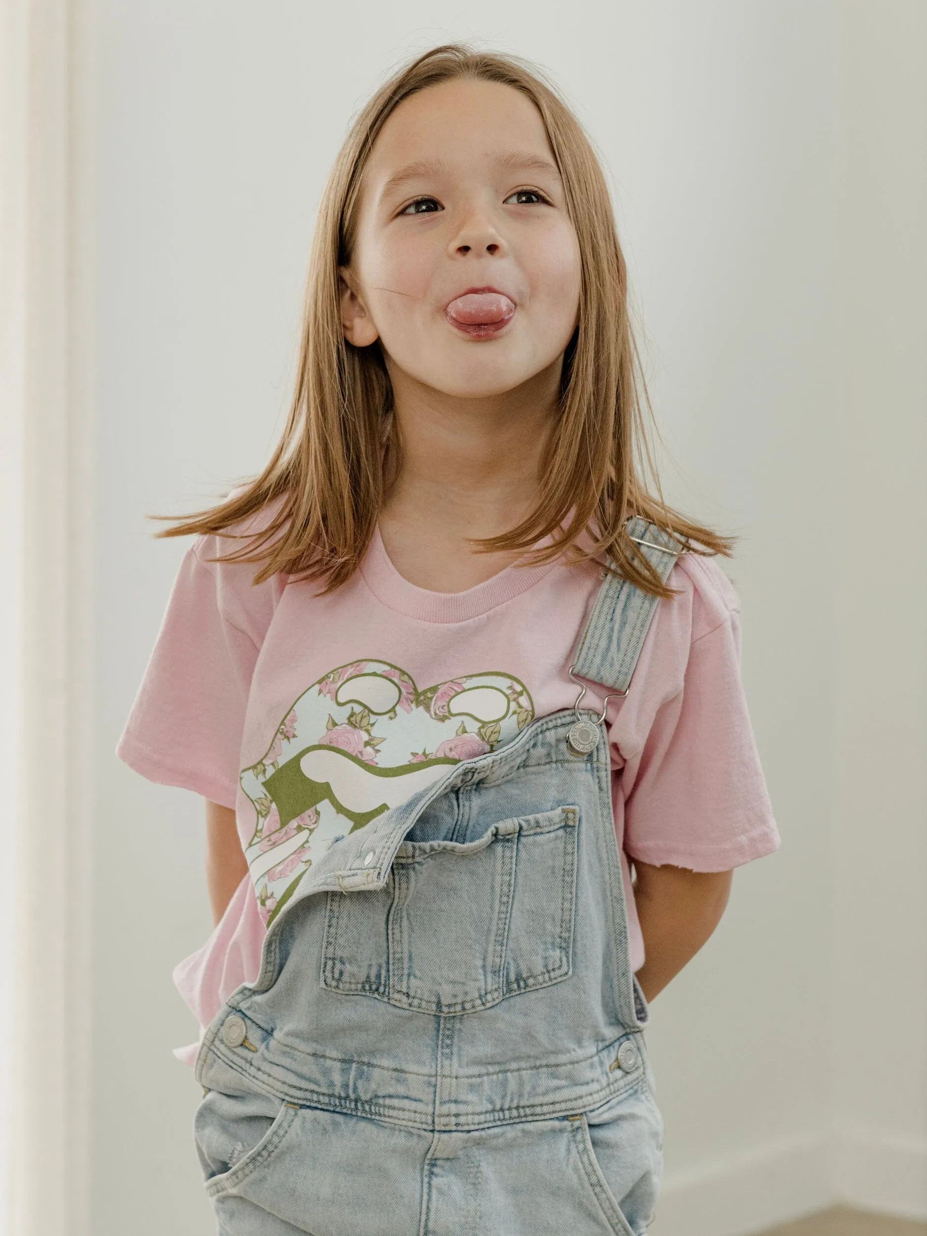 Children's Rolling Stones Floral Lick Pink Thrifted Tee