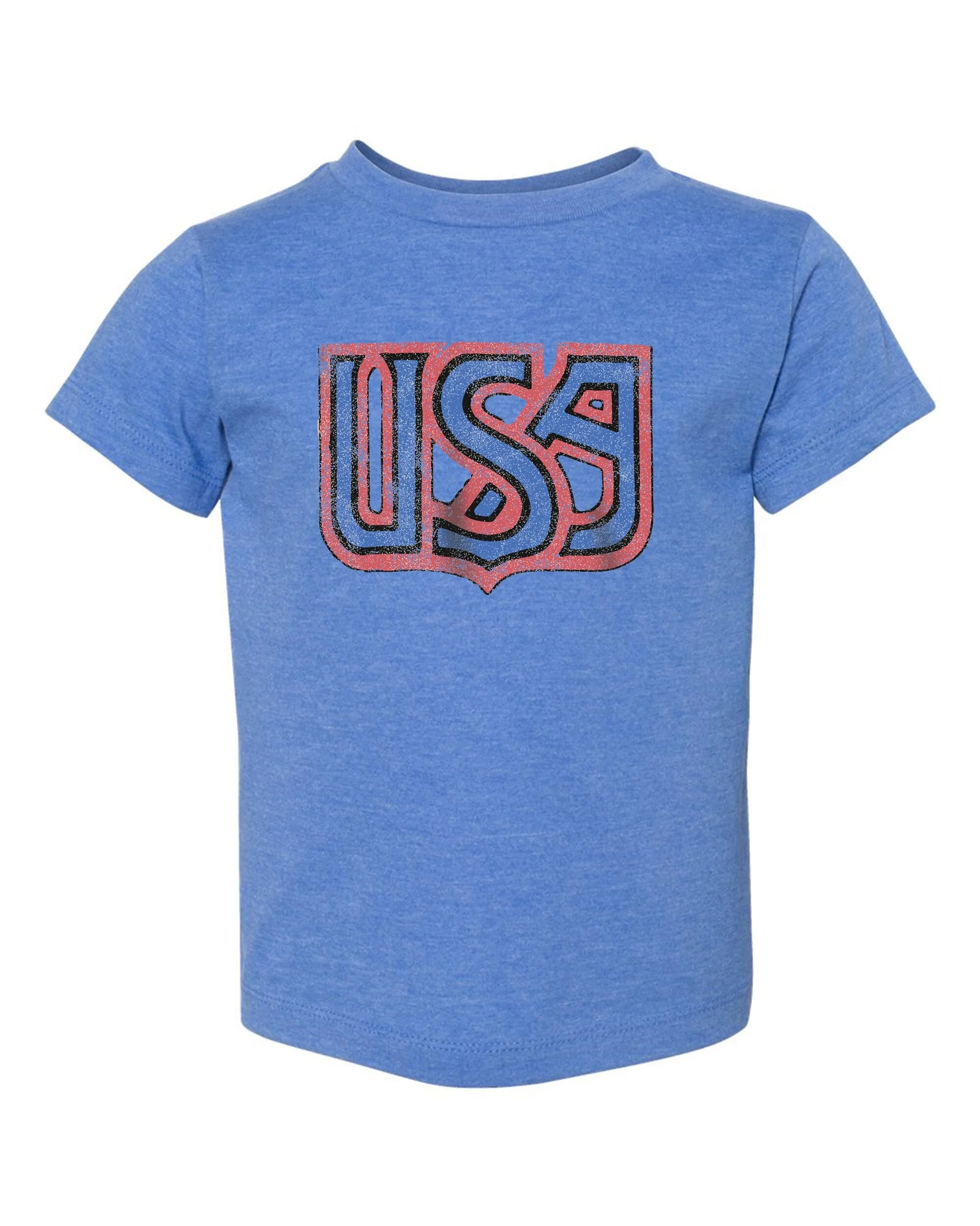 Children's USA Monogram Blue Tee