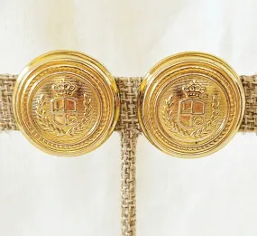 Classic 1980s signed crest coin style earrings