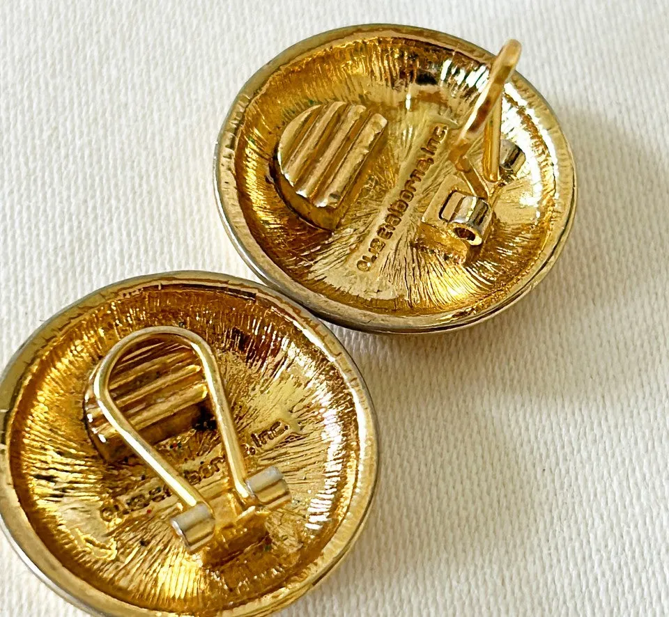 Classic 1980s signed crest coin style earrings