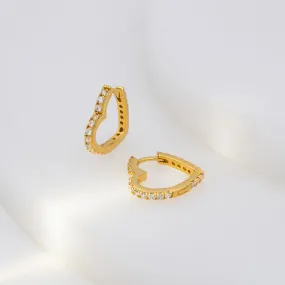 Classic Pave Heart Gold 12mm Huggie Earrings