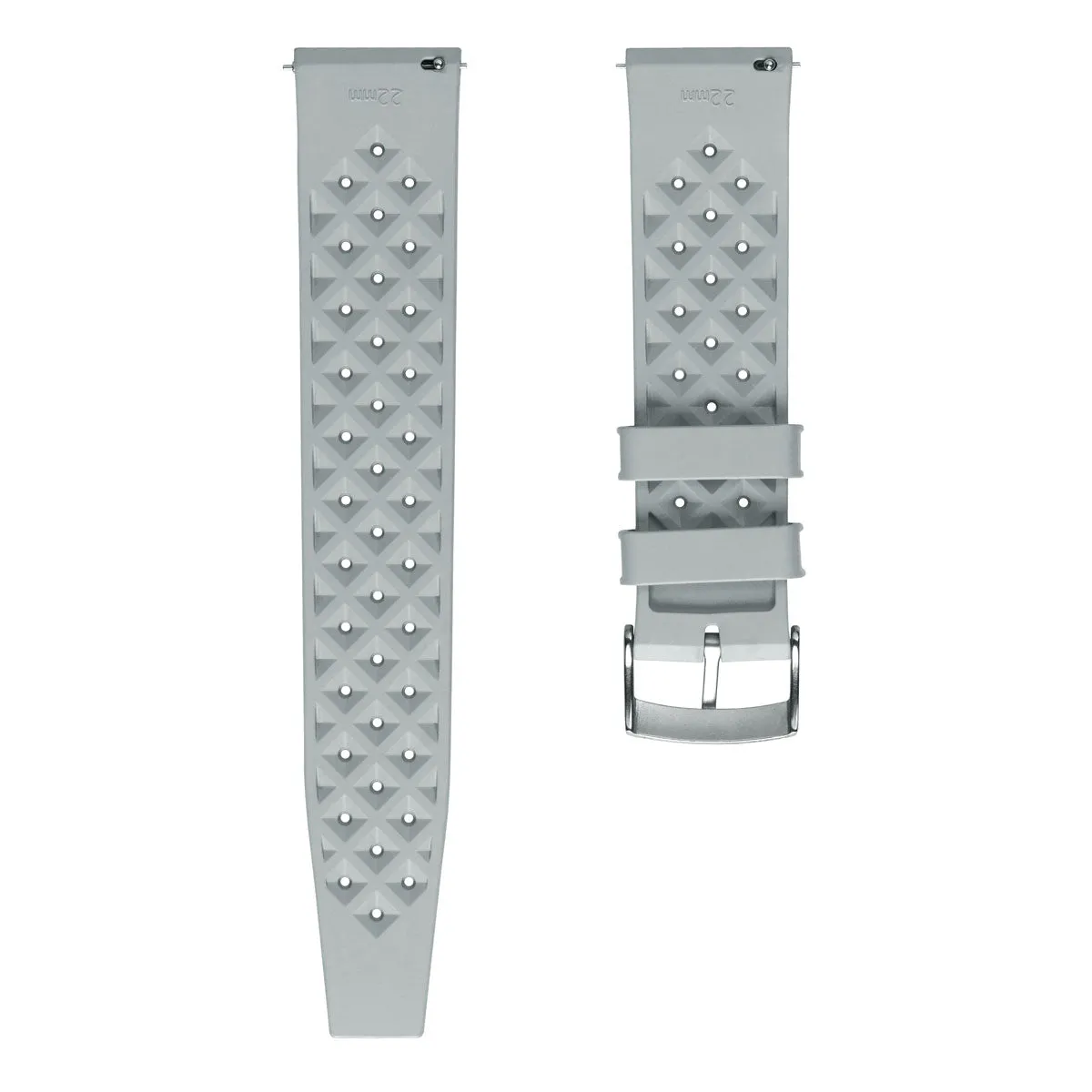 Classic Tropical Style FKM Rubber Watch Strap - Grey