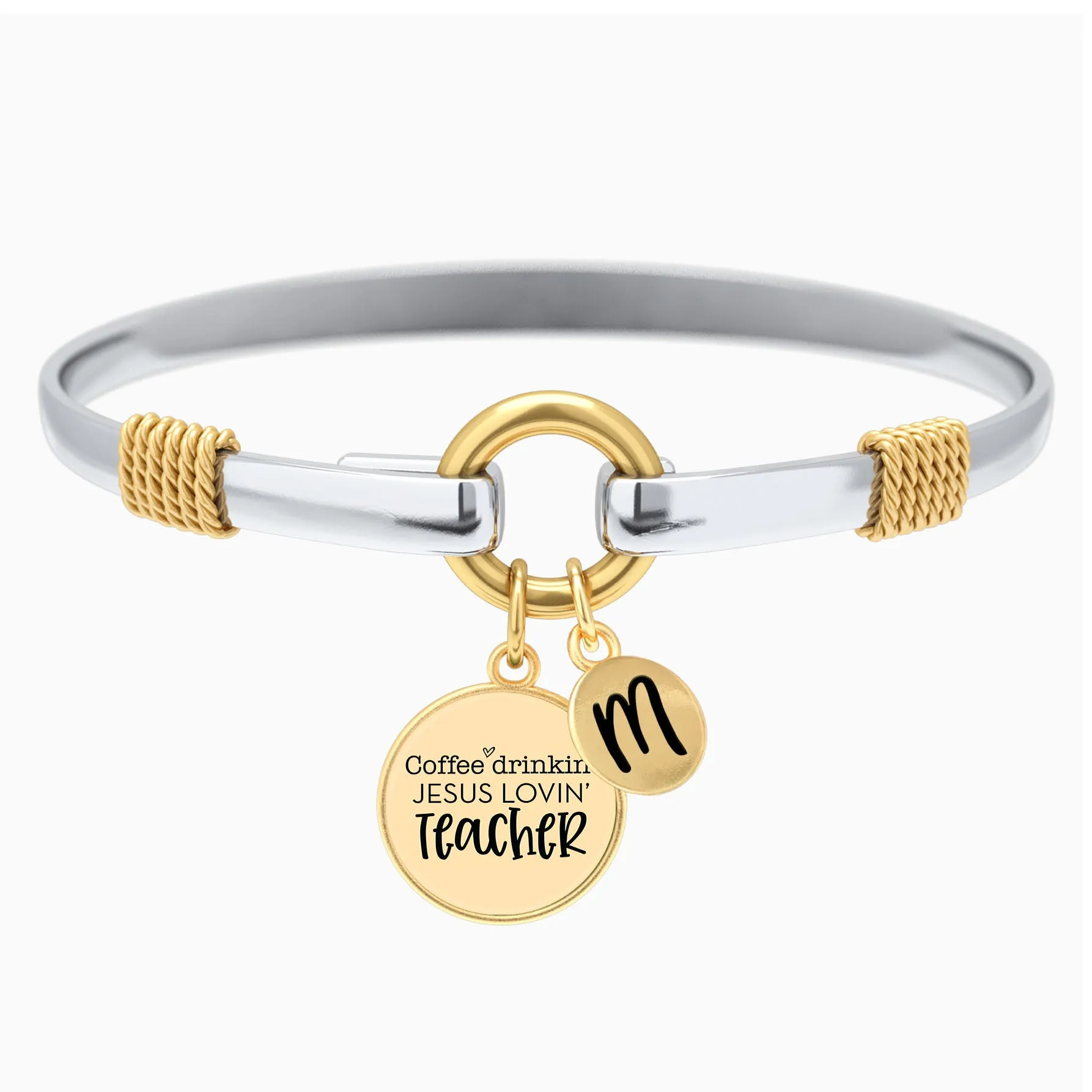 Coffee Drinkin', Jesus Lovin' Teacher - Two-Tone Bracelet