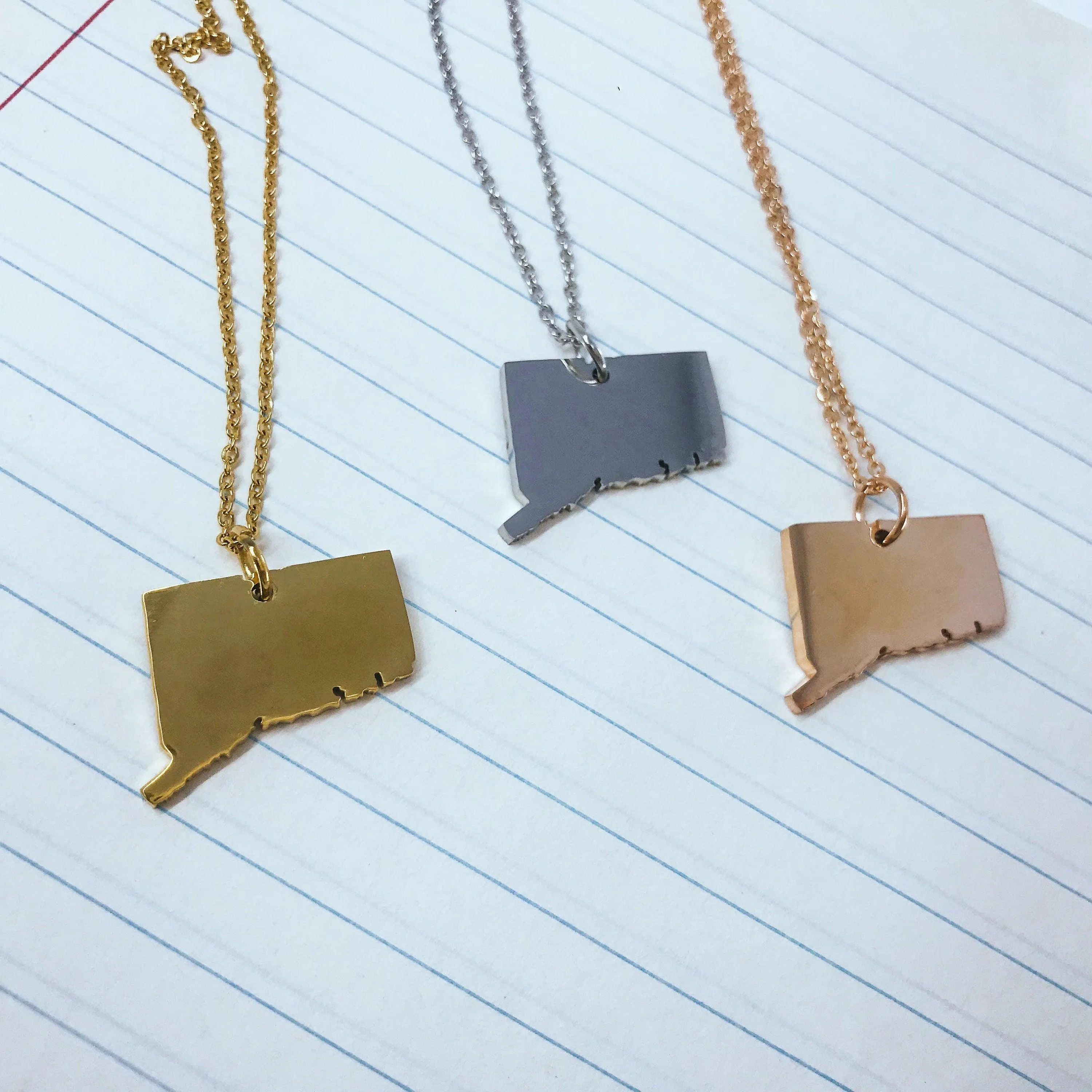 Connecticut State Silhouette Necklace