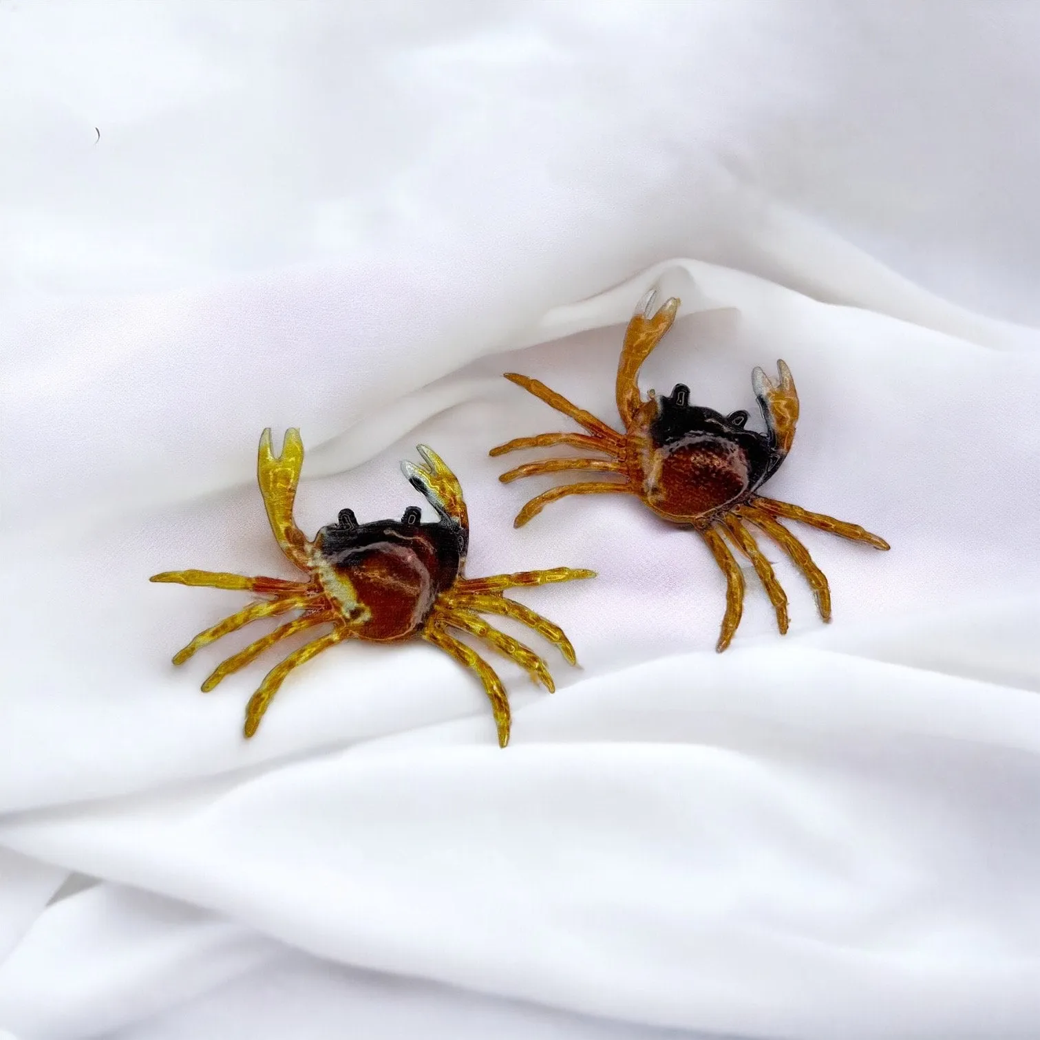 Crab Earrings - Crab Jewelry, Handmade Earrings, Rhinestone Crab, Animal Earrings, Animal Jewelry, Crab Studs, Red Crab, Crab Accessories