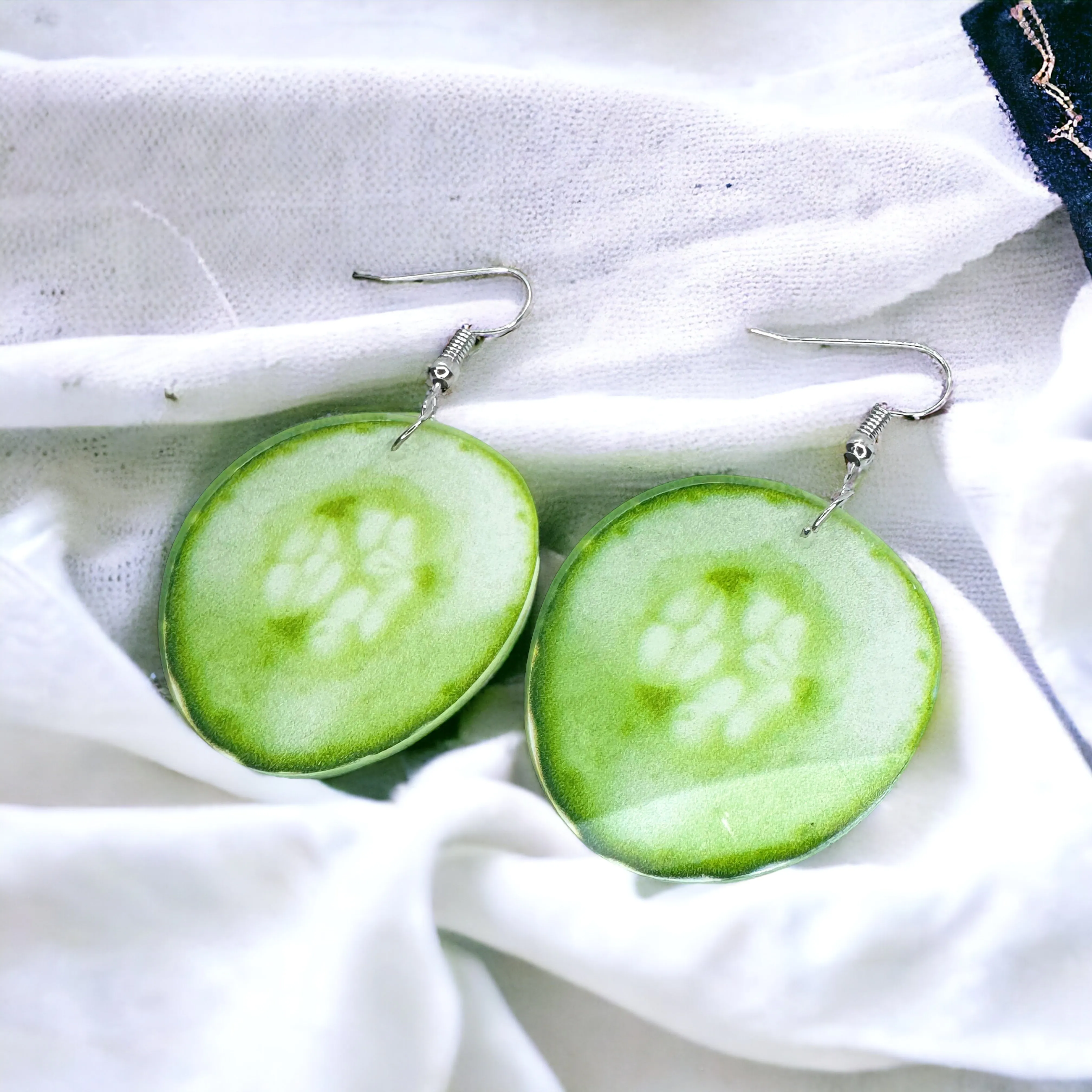 Cucumber Earrings - Cucumber Jewelry, Veggie Earrings, Handmade Jewelry, Food Earrings, Vegetable