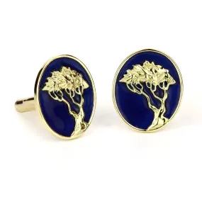 Cufflinks - 18k Gold Blue Enamel