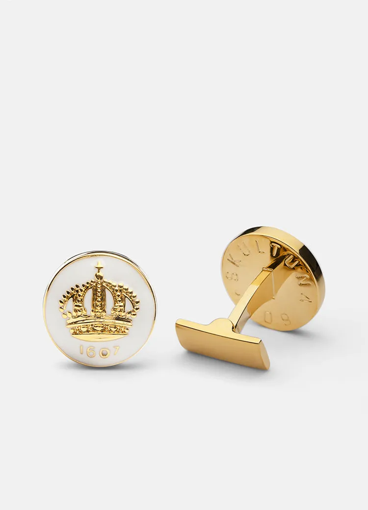 Cufflinks | The Skultuna Crown Gold | Ivory White