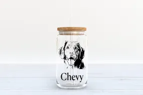 customizable Doggy glass.  Dog Mom, Dog Dad.  perfect Dog lovers gift. Beer can Glass. Sublimated glass can with bamboo lid and glass straw.