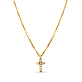 Dainty Pearl Cross Necklace