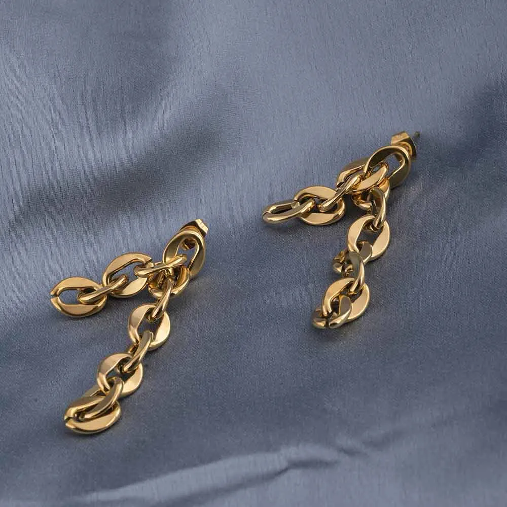 Dangling Gold Chain Drop Earrings