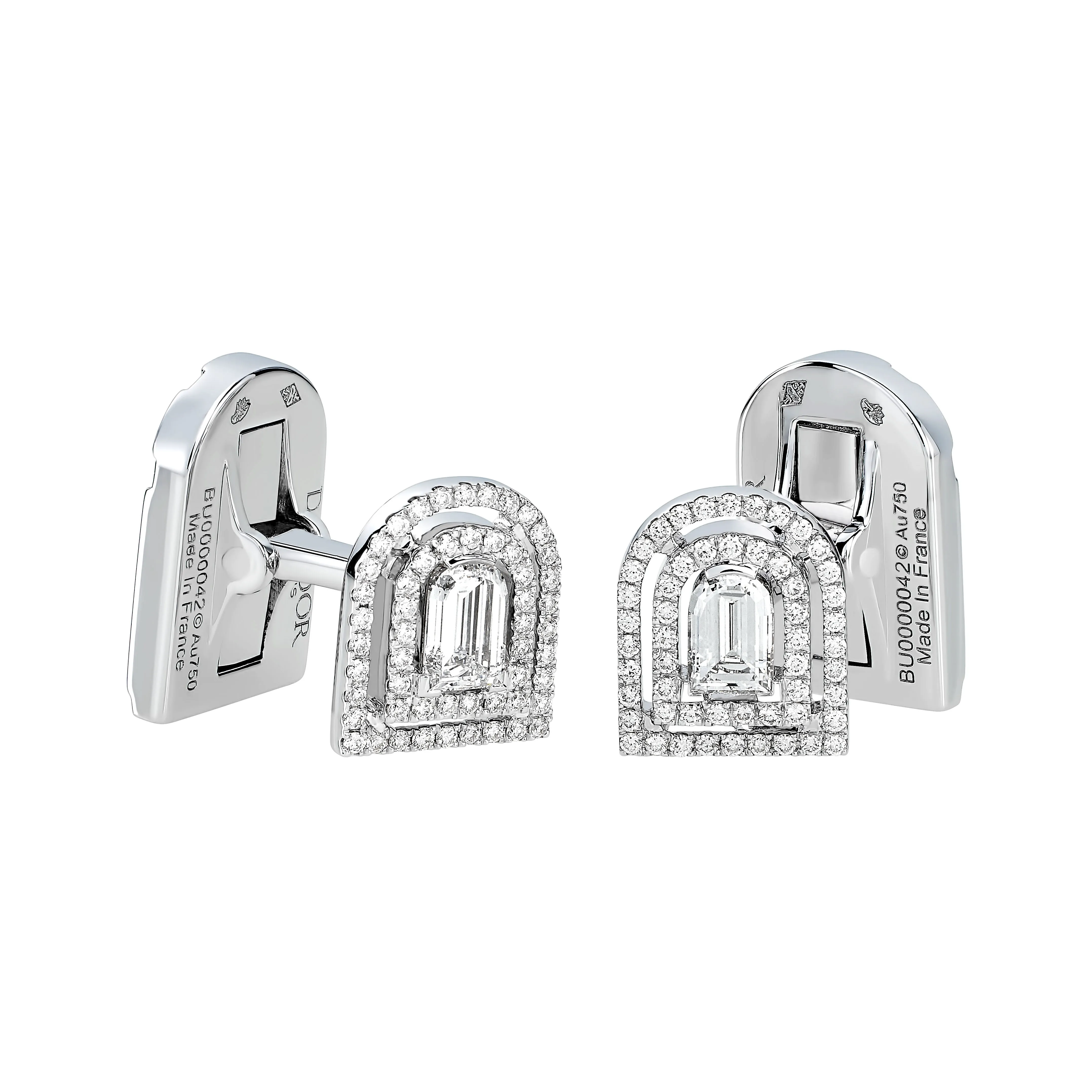 Diamant Sculptural Cufflinks, 18k White Gold with DAVIDOR Arch Cut Diamond and Brilliant Diamonds