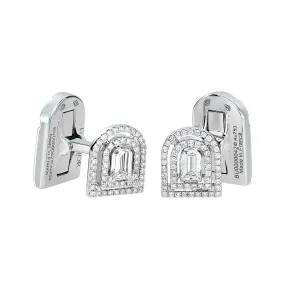 Diamant Sculptural Cufflinks, 18k White Gold with DAVIDOR Arch Cut Diamond and Brilliant Diamonds