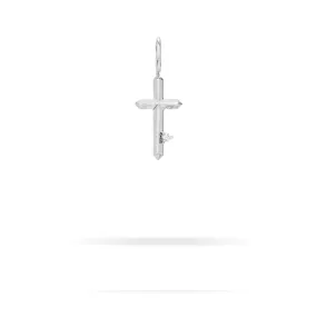 Diamond Cross Mini Bead Charm in Sterling Silver