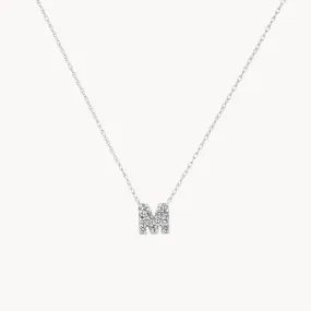 Diamond Letter M Necklace in Silver