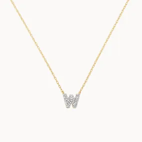 Diamond Letter W Necklace in 10k Gold